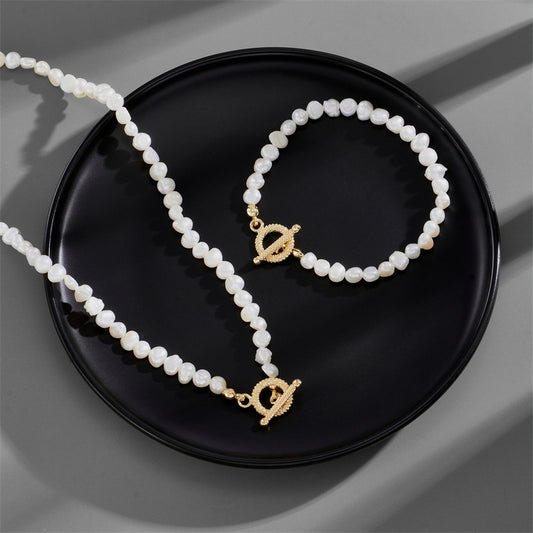 Ins Buckle Pearl Necklace